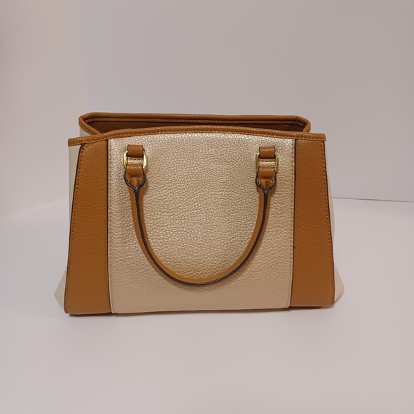Anne Klein Purse Never Used Tan Cream Gold Accent Hardware Missing Long Strap - Picture 2 of 11
